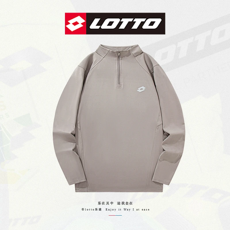 LOTTO/乐途秋冬半高领拉链卫衣情侣同款抓绒长袖时尚加绒套头衫男