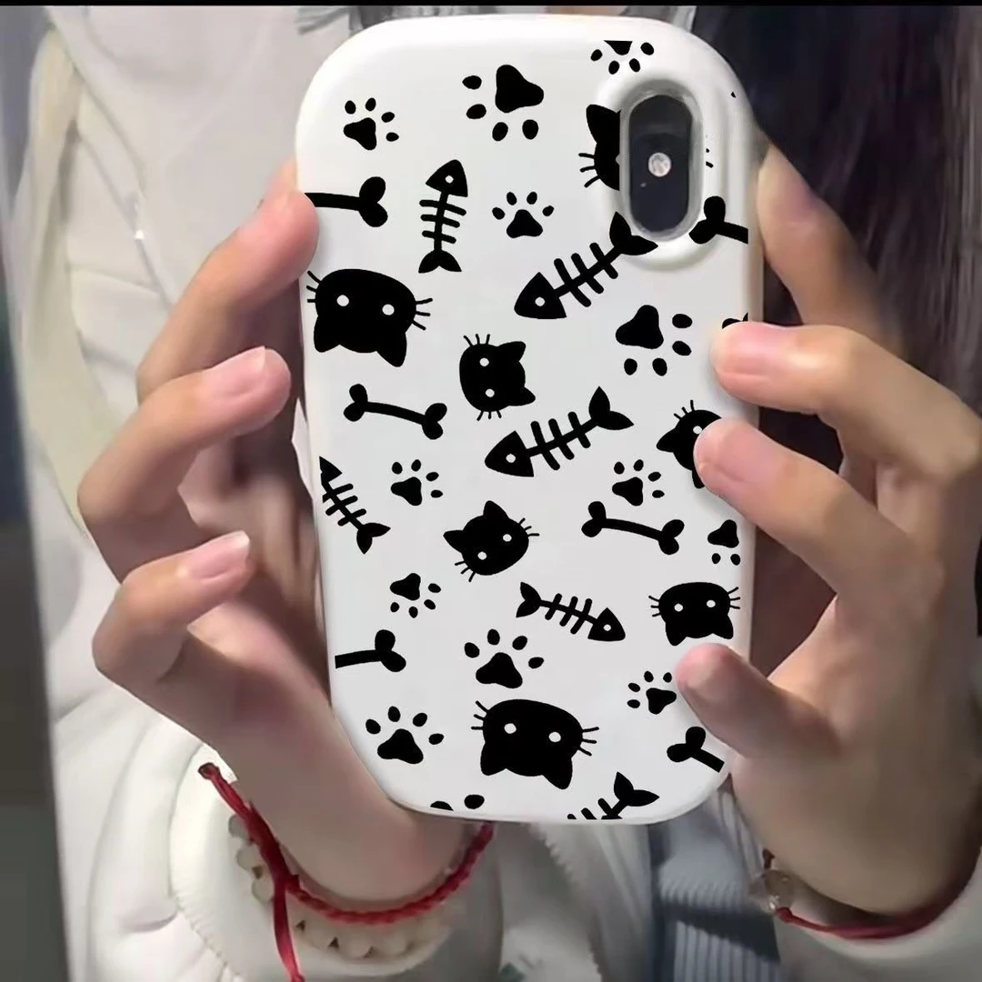 猫咪骨头女适用苹果手机壳OPPO华为VIVO小米荣耀IQOO真我红米防摔