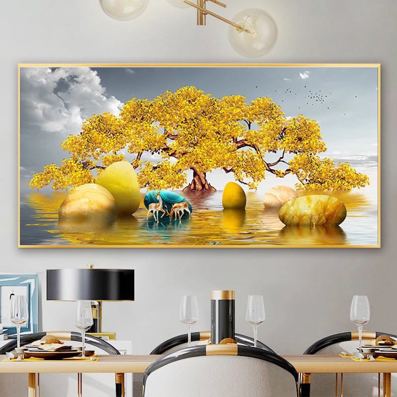 轻奢麋鹿钻石画满钻2020新款5D客厅发财鹿卧室点贴钻十字绣装饰画