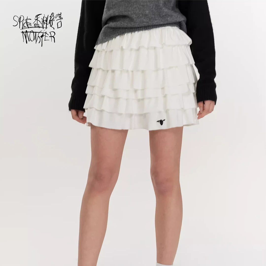 香料怪兽春夏新针织蛋糕短裙半身裙加防走光内衬【小千层】