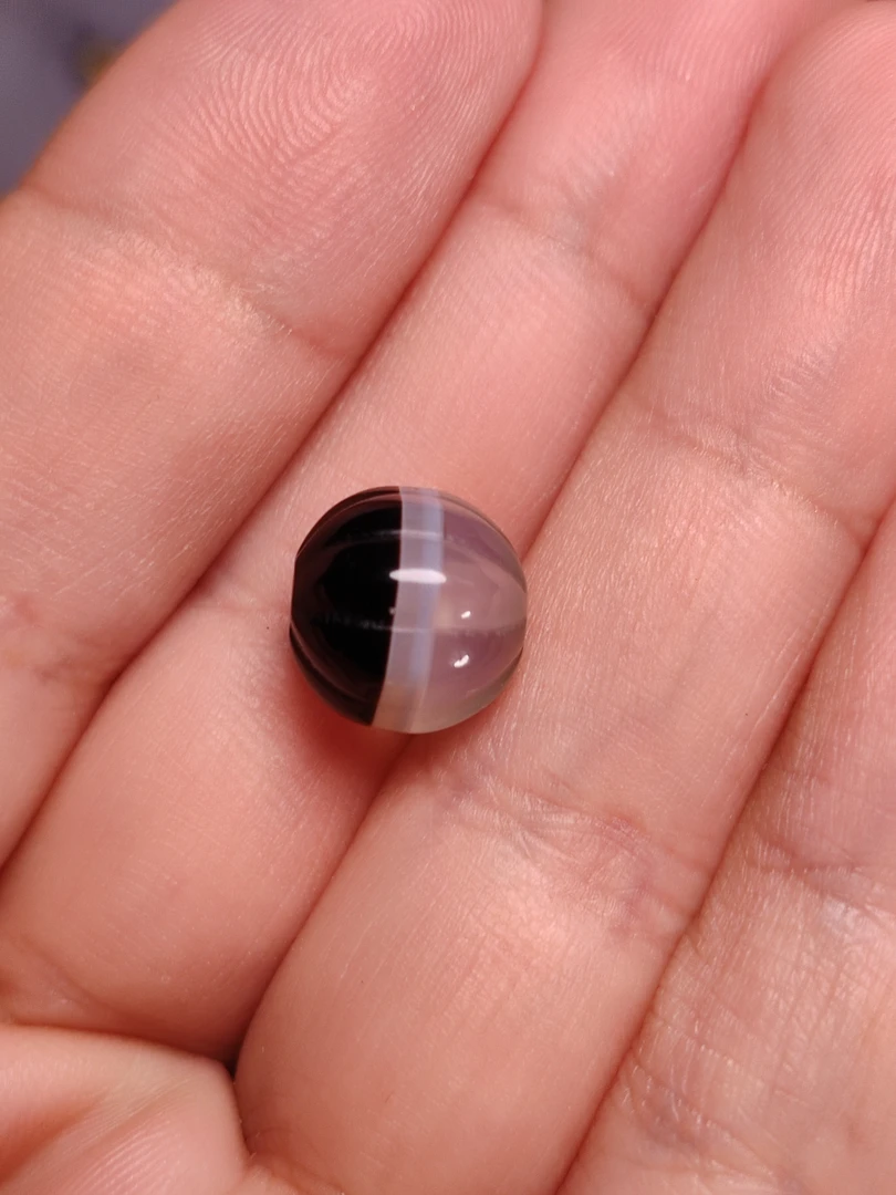 天然黑冰天地一线药师玛瑙珠 八瓣瓜珠多宝配珠单珠