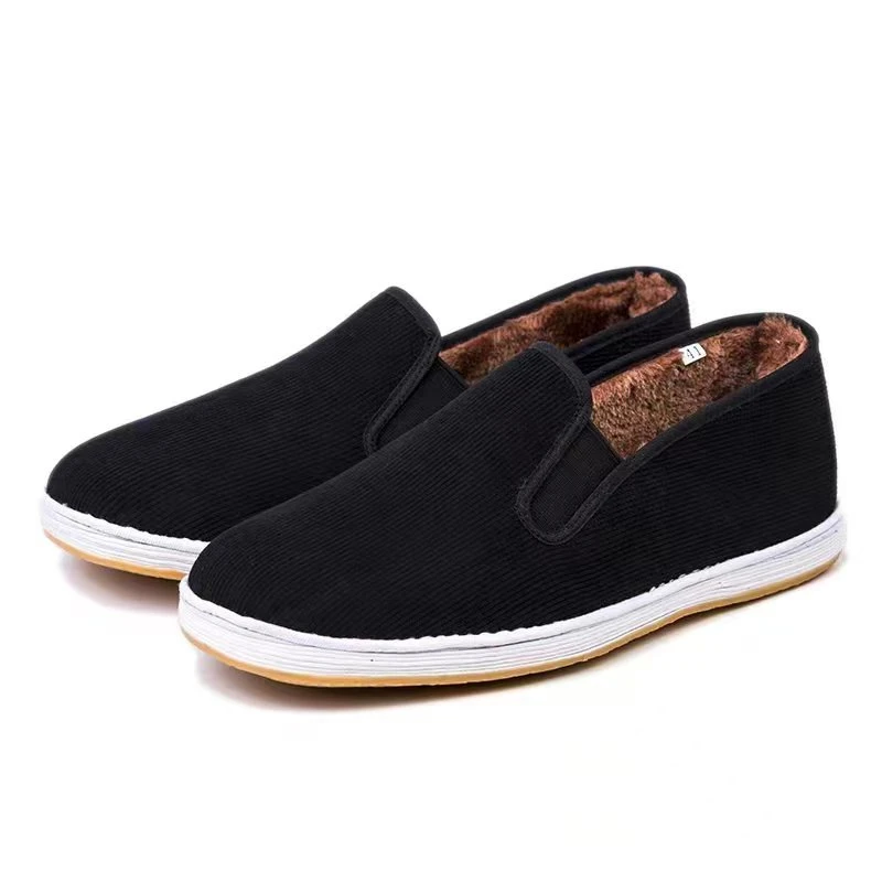 冬季加绒耐磨保暖耐全贴黑色一脚蹬千层底布鞋棉鞋男士休闲