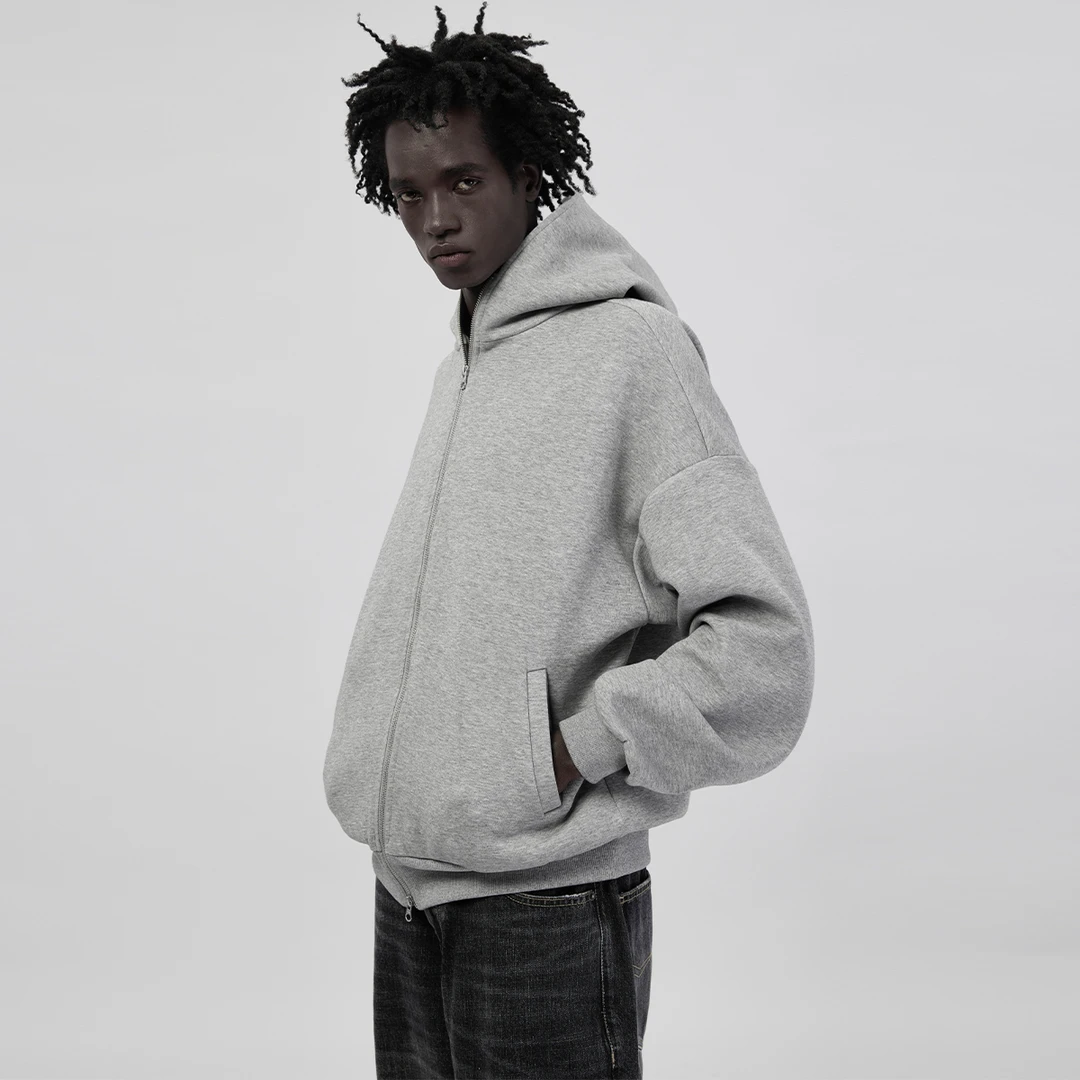 ESAT 果冻空气层连帽开衫基础黑灰卫衣