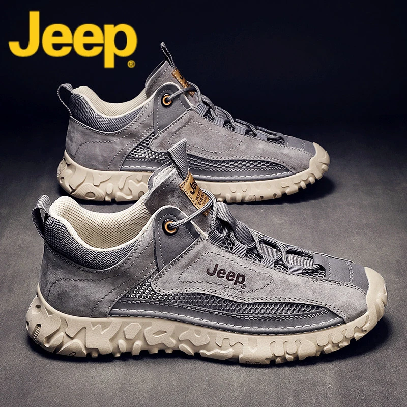 jeep吉普板鞋男鞋2025新款秋季透气网面登山运动休闲跑步鞋子男士