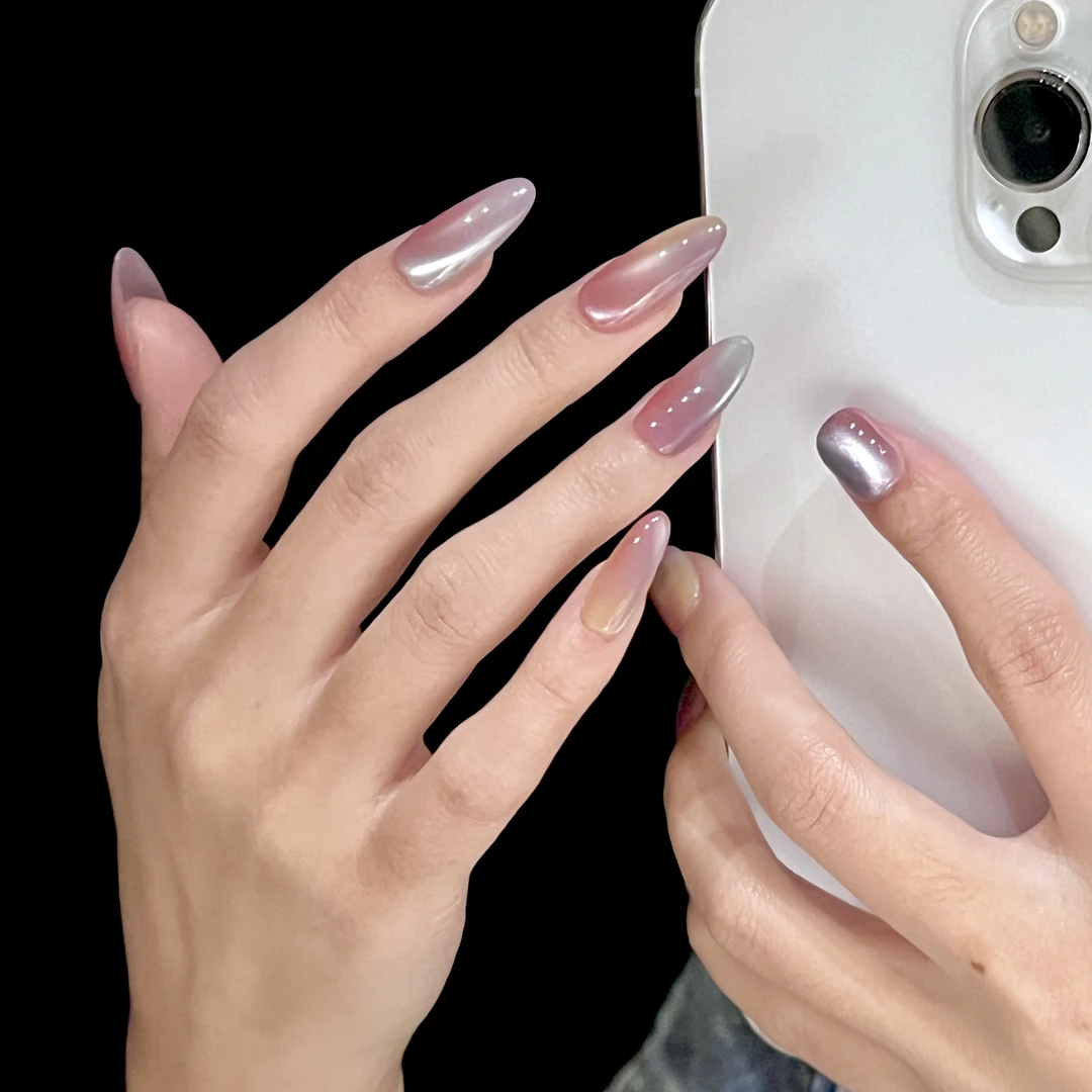 〖S1729绣球〗王富贵-马卡龙晕染水晶球猫眼10片纯手工定制穿戴甲