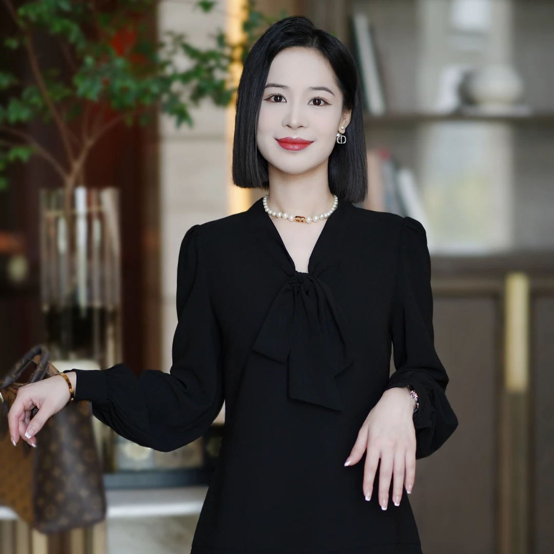 罗美拉 春季新款高级感精致优雅V领设计感蝴蝶结显瘦连衣裙#703