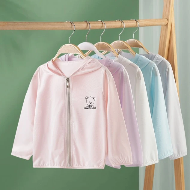 宝宝外套皮肤衣拉链开衫服长袖冰丝轻薄儿童防晒衣连帽薄款透气