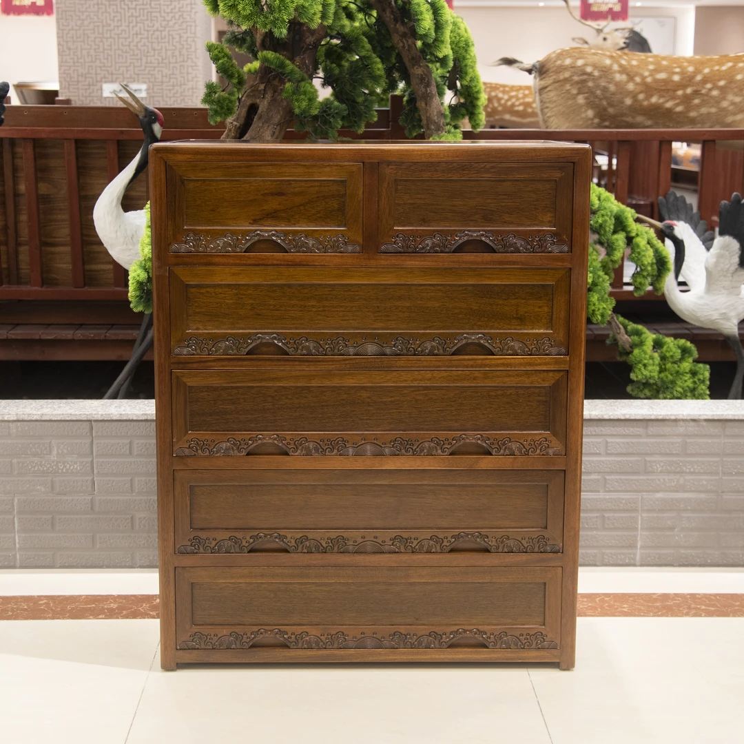 一帆风顺六斗柜抽屉柜客厅收纳柜中式储物原木实木尺寸:88*46*110