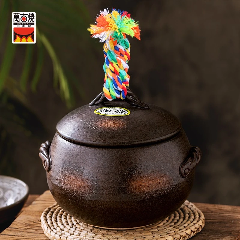 【日本製】栗子锅万古烧土釜砂锅正品 日本进口炖煮饭锅煲汤米饭锅