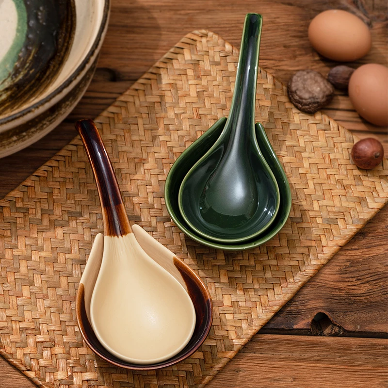 【丸志】【万古烧陶器】汤勺+勺托 精致家庭超爱 日本进口陶瓷分餐勺