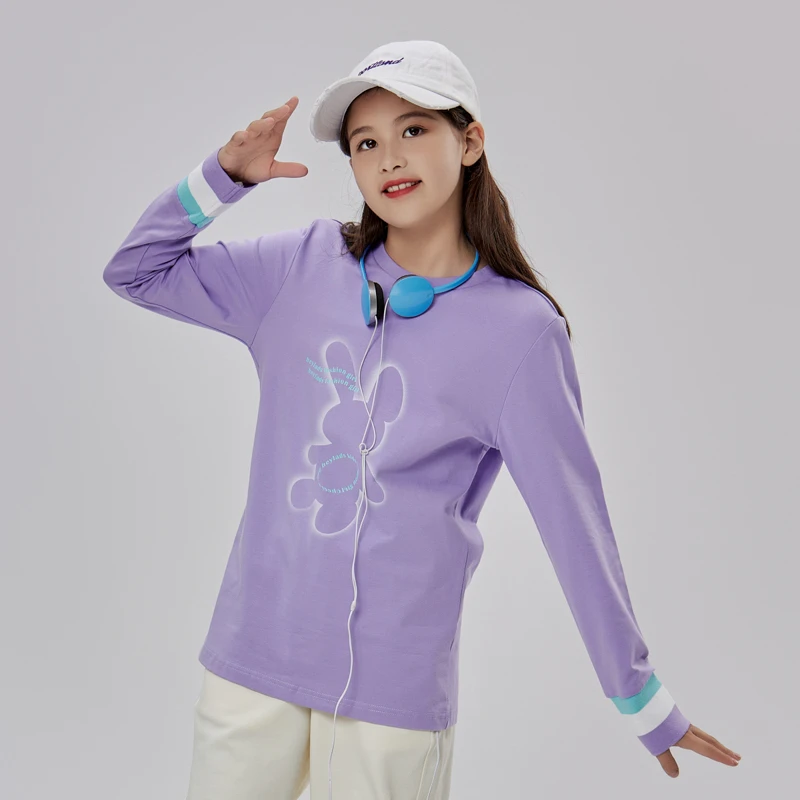 13517女童春秋时尚休闲针织圆领大童长袖T恤NJTDJ13517A