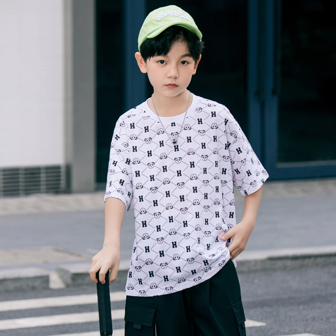 23022男大童短袖T恤儿童夏季宽松薄款满印半袖NJTCJ23022A