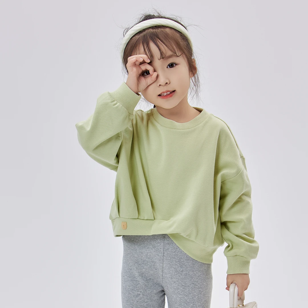 13748女小童春秋长袖嘻哈韩版潮流时尚儿童圆领卫衣NJNCJ13748A