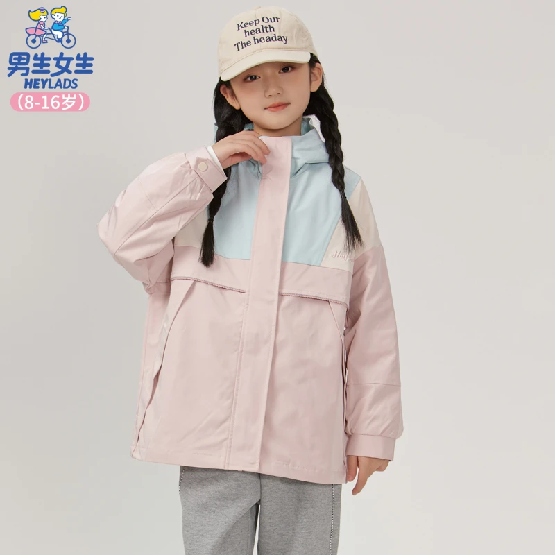 32543女童秋季户外百搭时尚潮流防水防风连帽茄克NCJBJ32543A