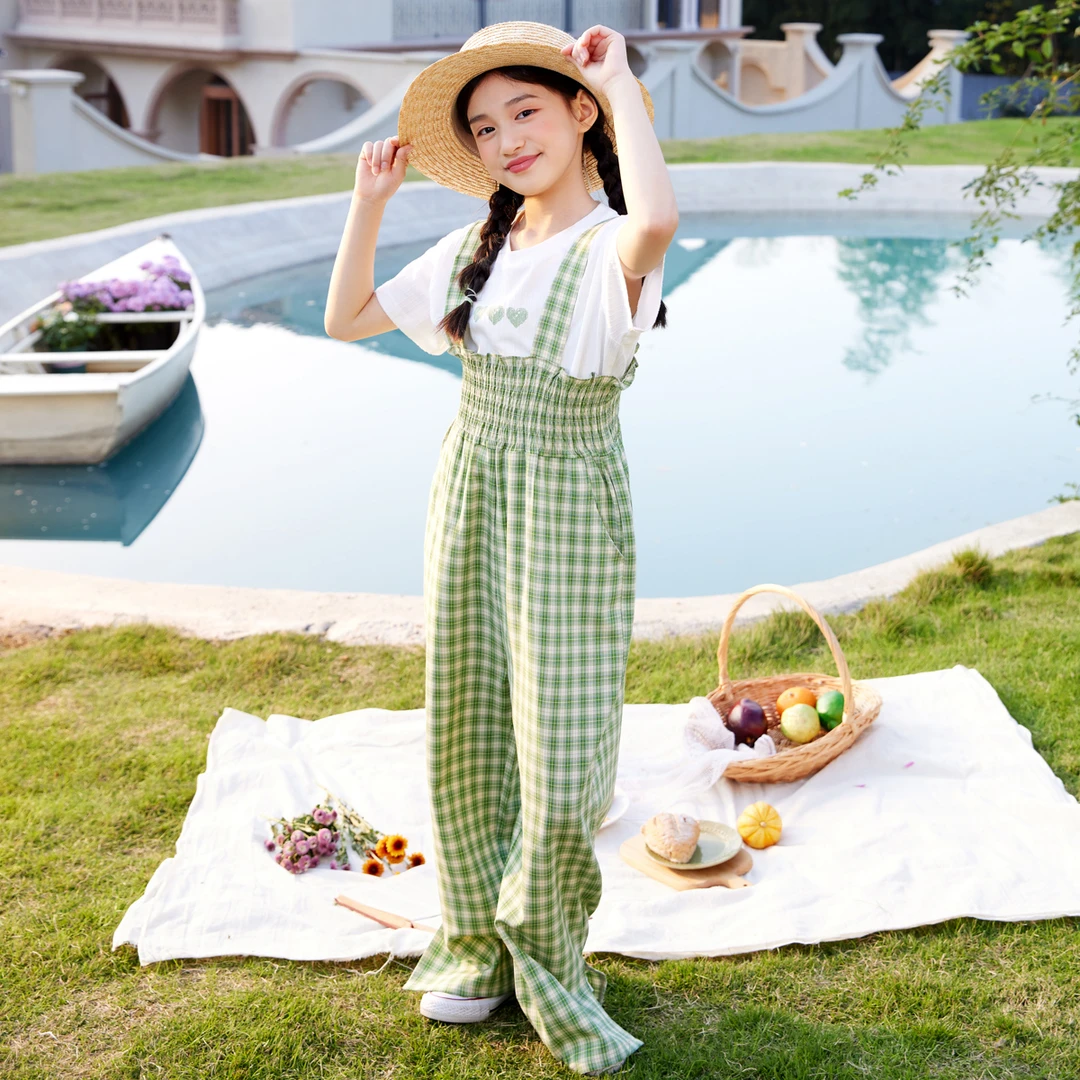 23600女大童短袖套装女童夏季洋气宽松薄款连体两件套NSSAJ23600A