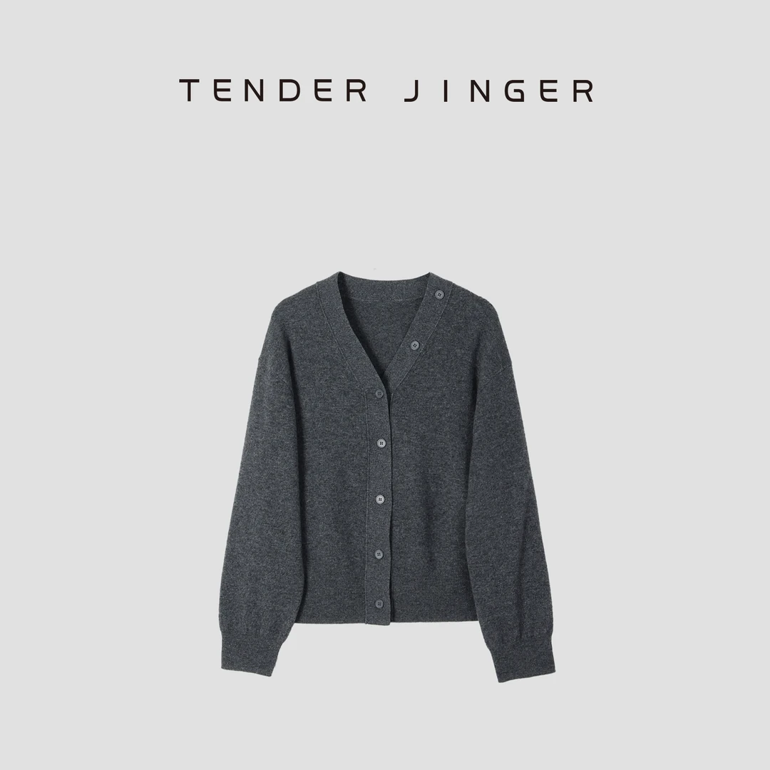Tender Jinger【专柜】V领气质羊毛针织开衫T43SZZ77984