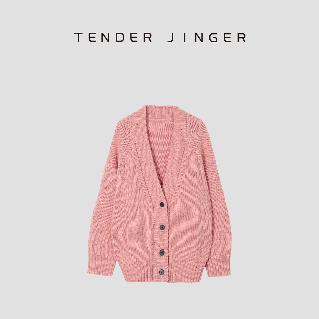 Tender Jinger【专柜】V领重磅羊毛针织开衫T43SZZ77941