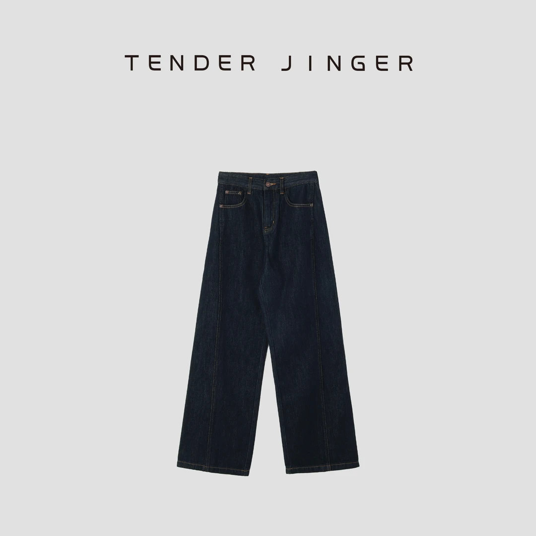 Tender Jinger女士时尚百搭高腰显瘦直筒阔腿牛仔裤T43YYL78110