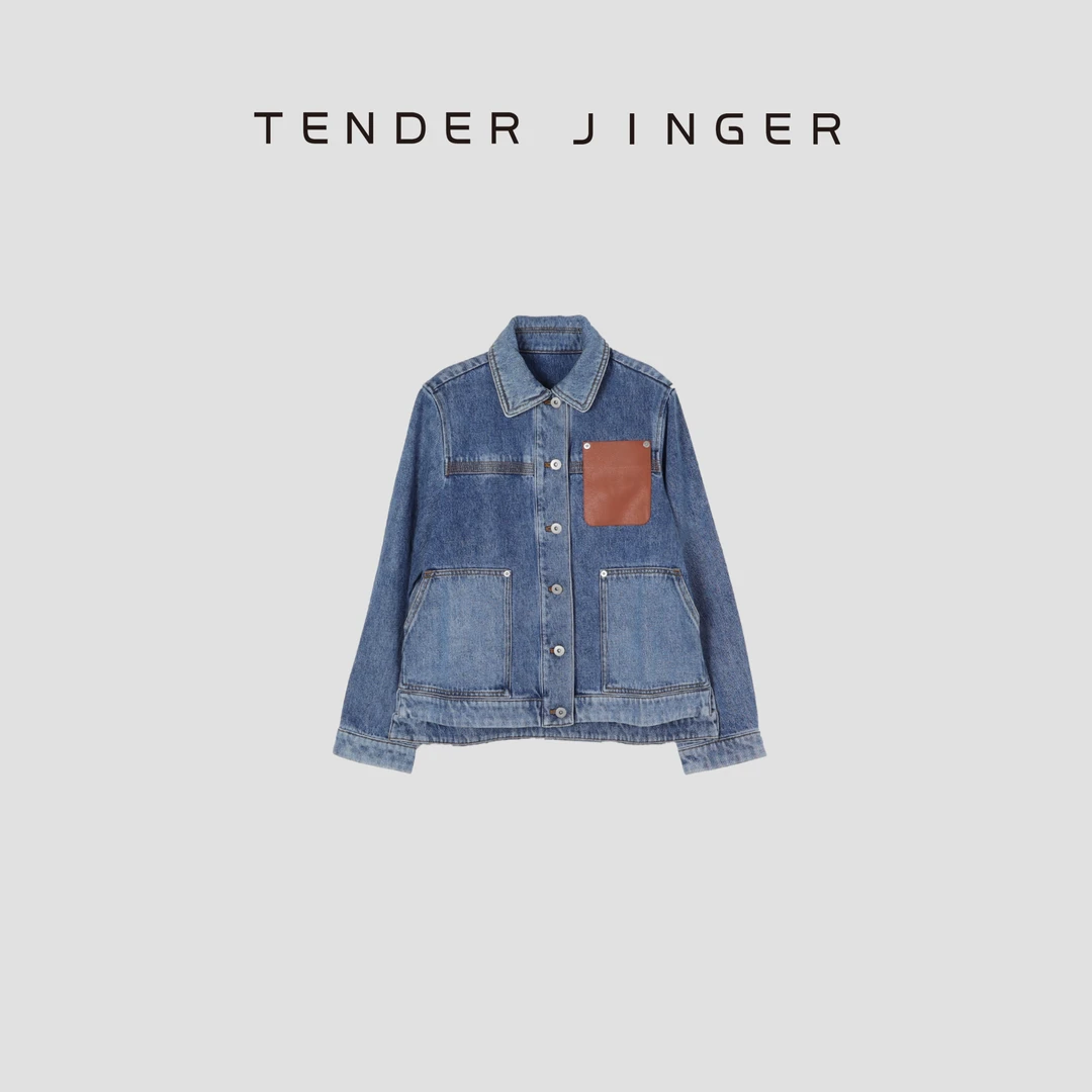 Tender Jinger女士设计款贴袋工装牛仔夹克T43SHC77847