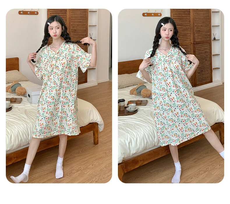 8814 女士夏季中长款甜美睡裙