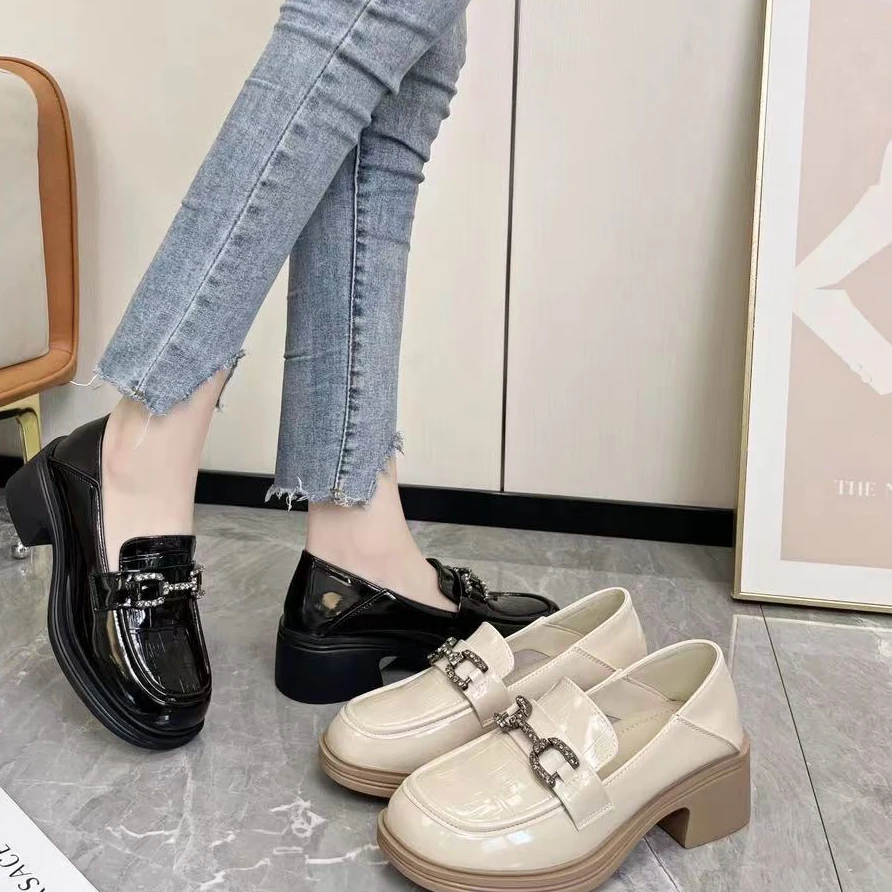 法式复古小皮鞋女英伦风新款秋冬百搭厚底乐福鞋2121D