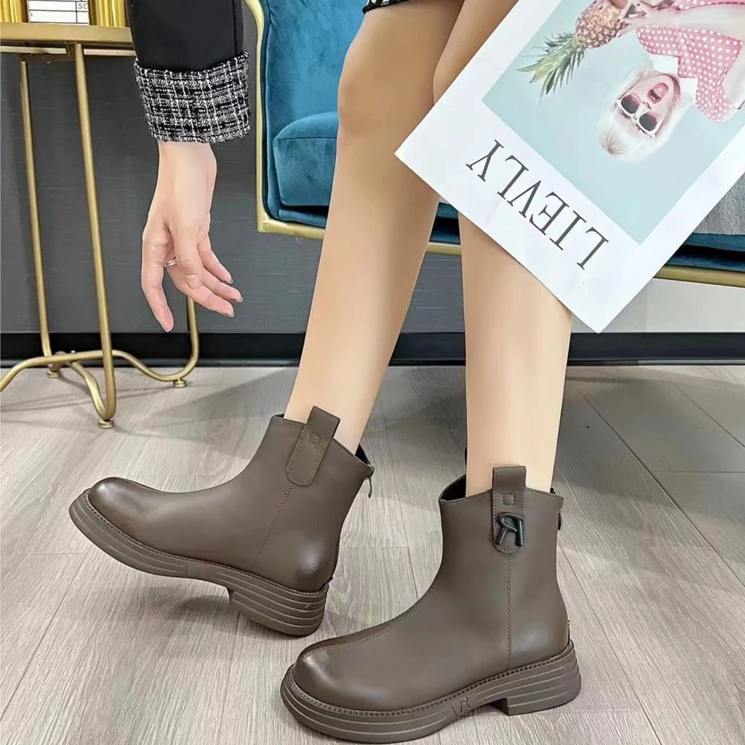线下298！马丁靴女款新款秋季厚底英伦风高级感靴子流行小短靴9006