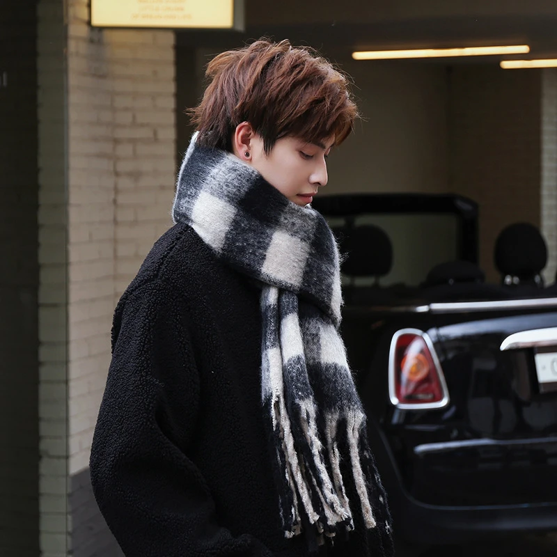 秋冬季男款韩系围巾学生经典百搭保暖流光风围脖时尚高级感新款