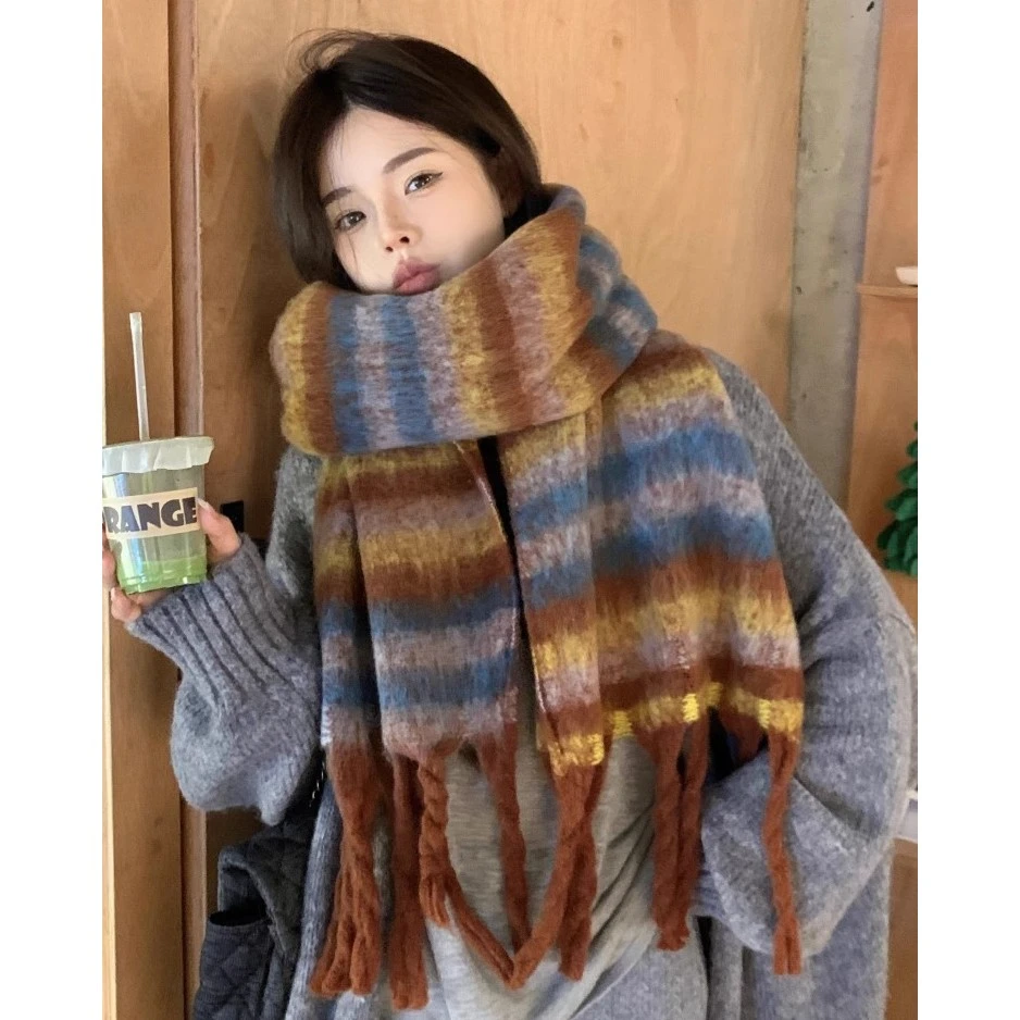 2025新款流光风枫叶焦糖色围巾女秋冬季爆款时尚百搭保暖搭子围脖