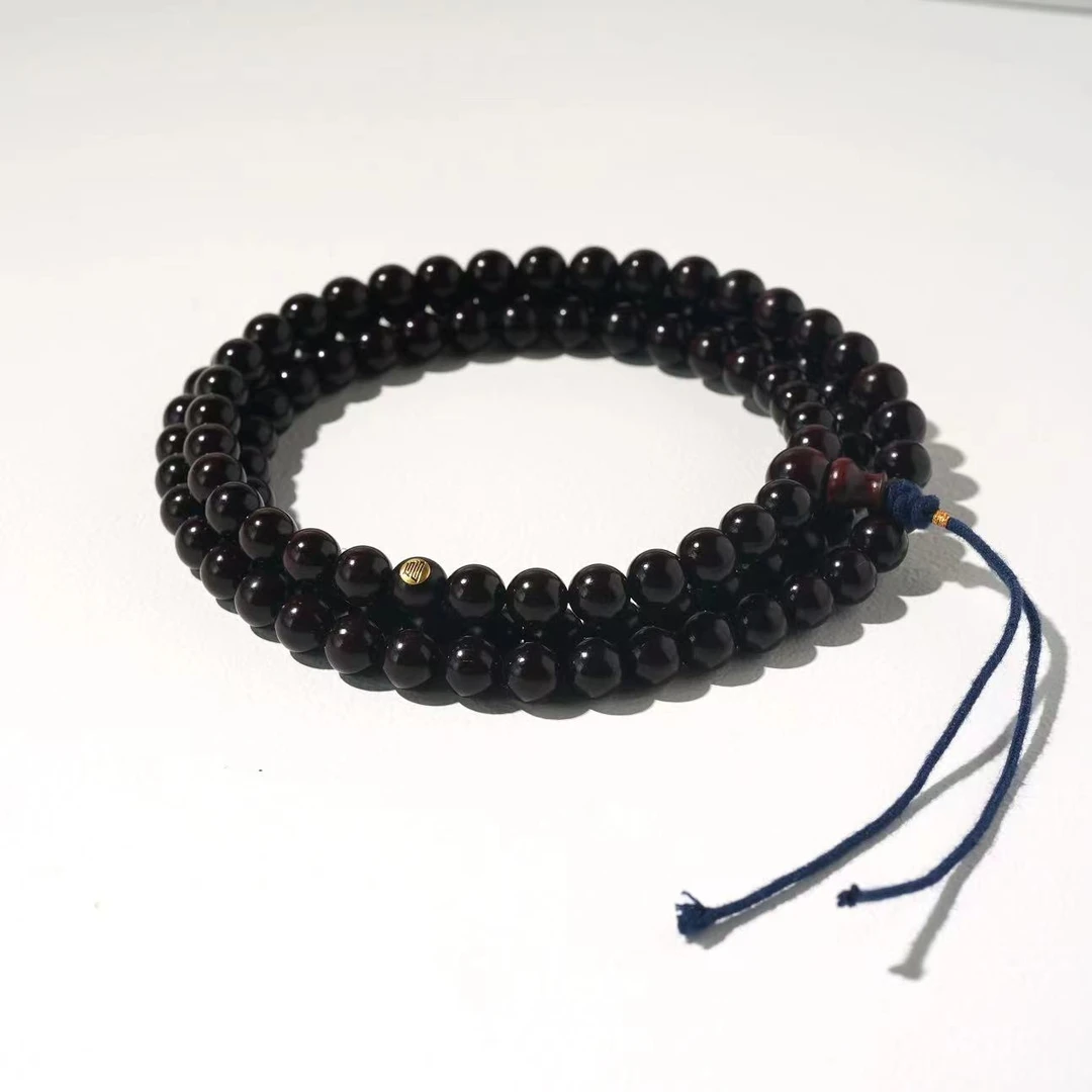 【上新了故宫文创】【SX037】小叶紫檀0.8老料金标款多圈手串