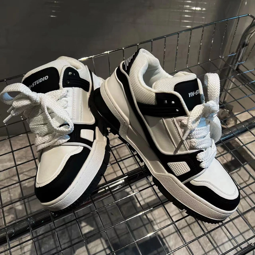 《刘雯雯专属》百搭休闲增高黑白鞋简约时尚厚底潮流情侣潮鞋鞋子