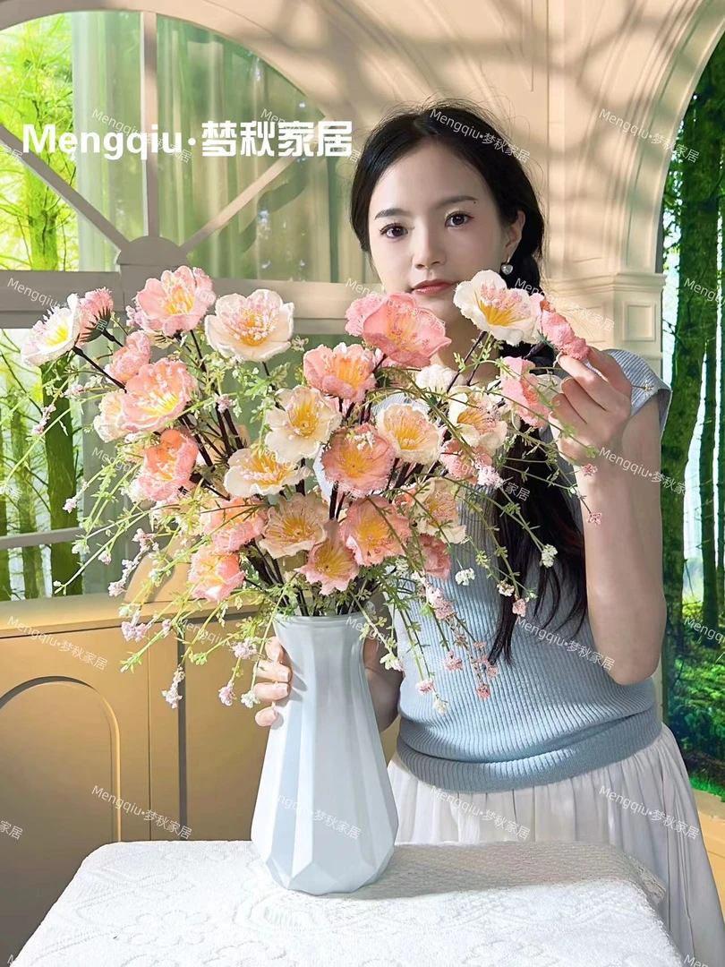 仿真粉蝶仿真假花客厅餐桌摆件装饰品插花装饰玄关好看