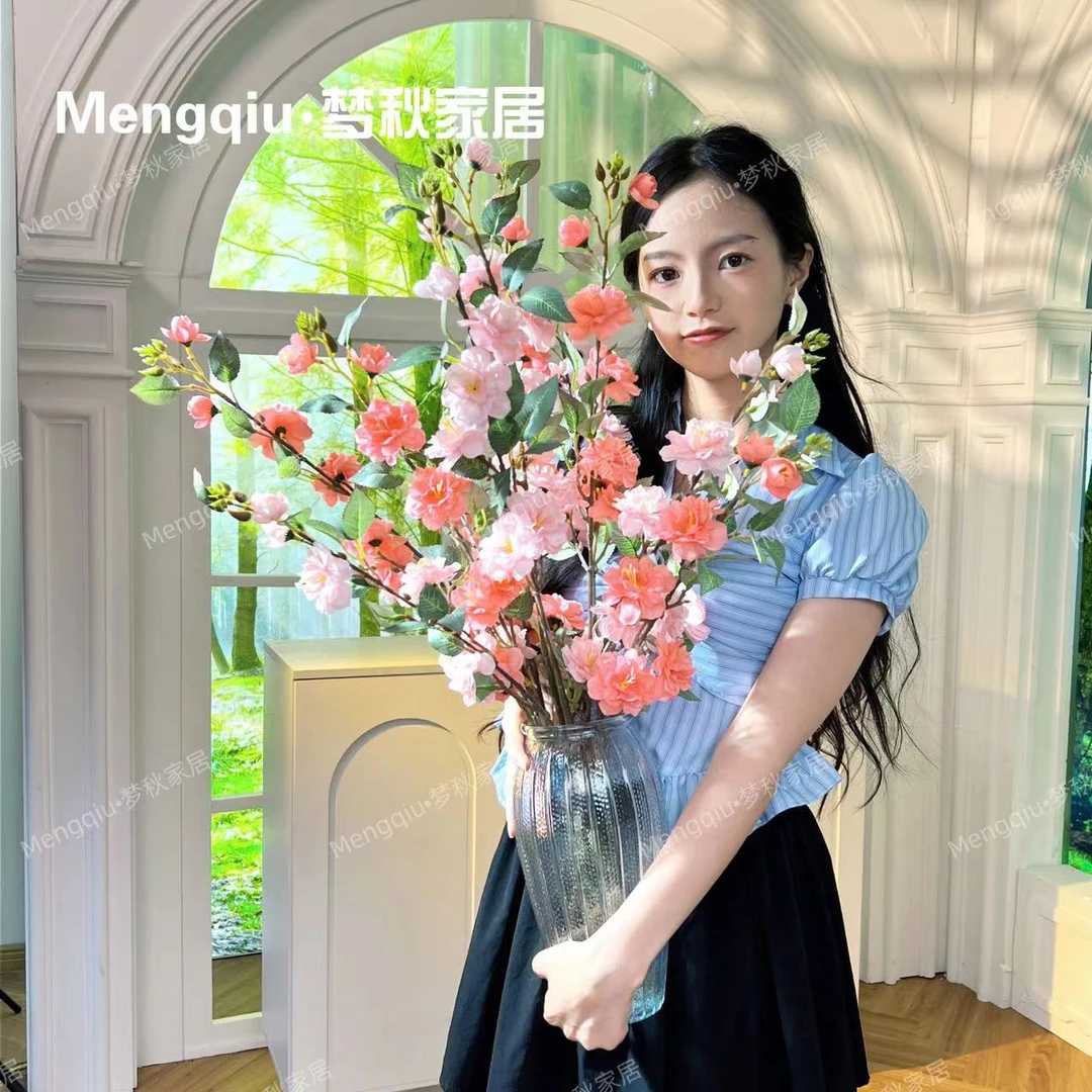山茶花仿真花假花花卉装饰摆件客厅电视柜玄关餐桌拍摄摆设