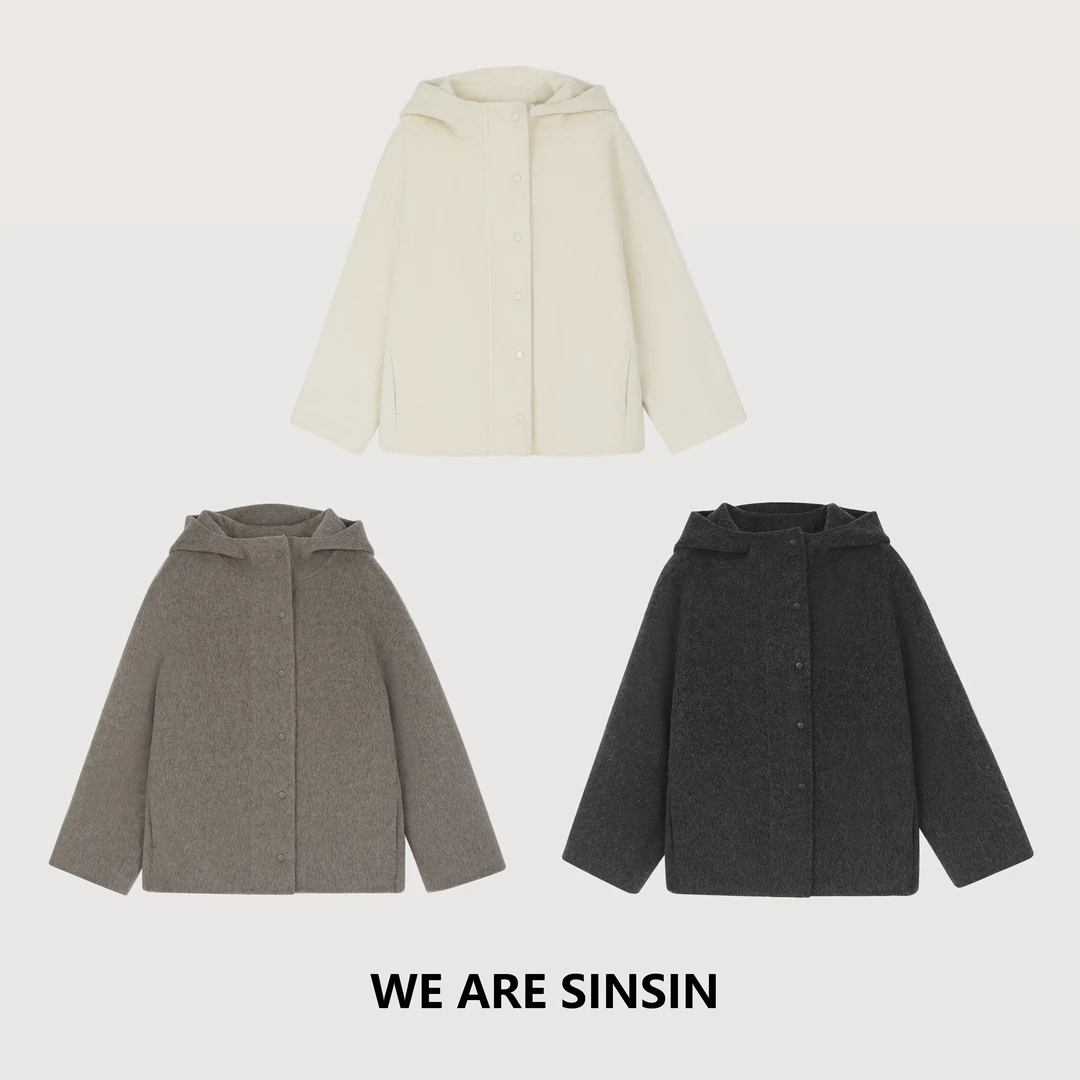 “魔法大衣”（高支100%羊毛）全手工缝制！900g+高克重连帽双面呢大衣