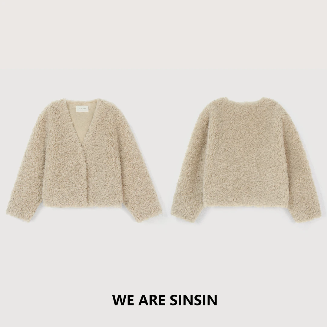 miss muzi｜“冬日小羊卷” 羊毛外套！气质V领保暖毛毛外套