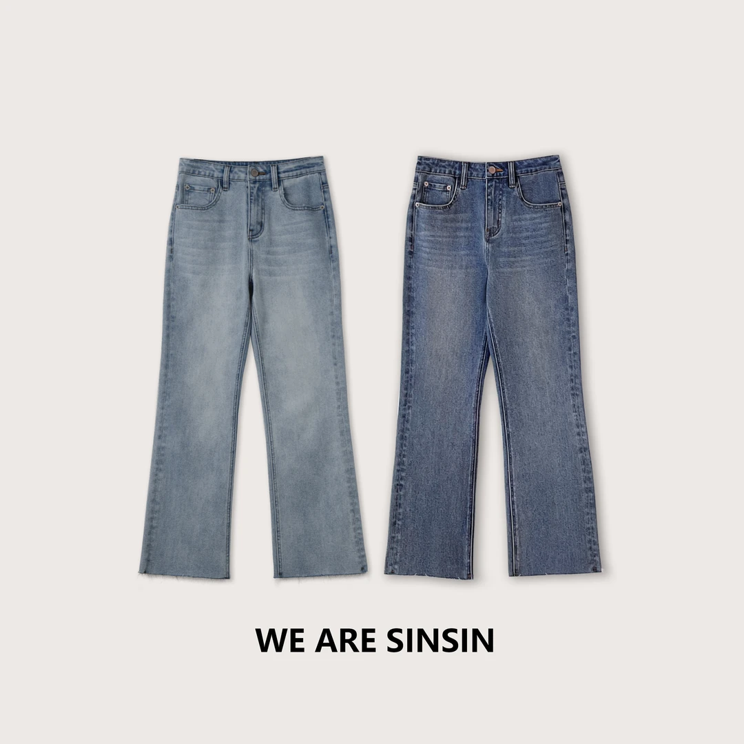 miss muzi｜“微喇神牛！”直腿显高WU敌！重工水洗显瘦弹力微喇牛仔裤