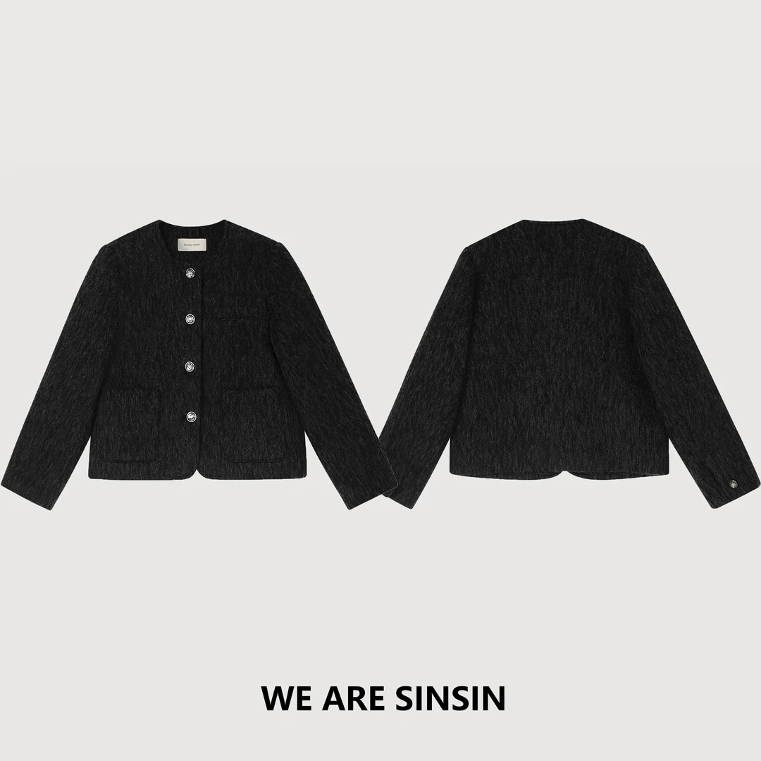 miss muzi｜“黑松露”（蓬松长毛感）经典小香风轻奢羊毛呢子厚实外套