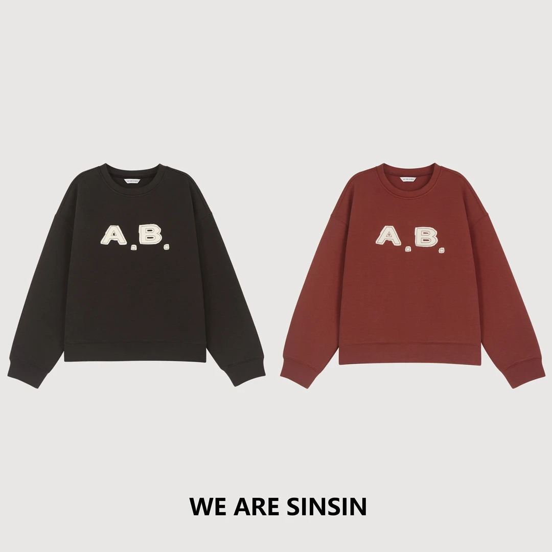 miss muzi｜“果冻空气棉”高克重贴布字母绣慵懒廓形高品质圆领卫衣