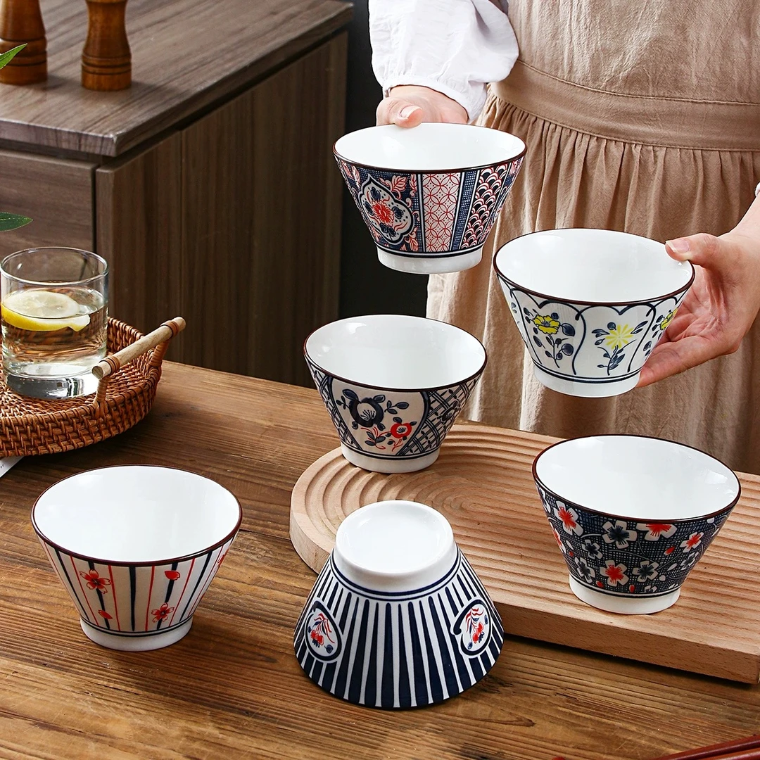 日式5英寸斗笠米饭碗2023新款陶瓷釉下彩餐具家用专用碗个性大号