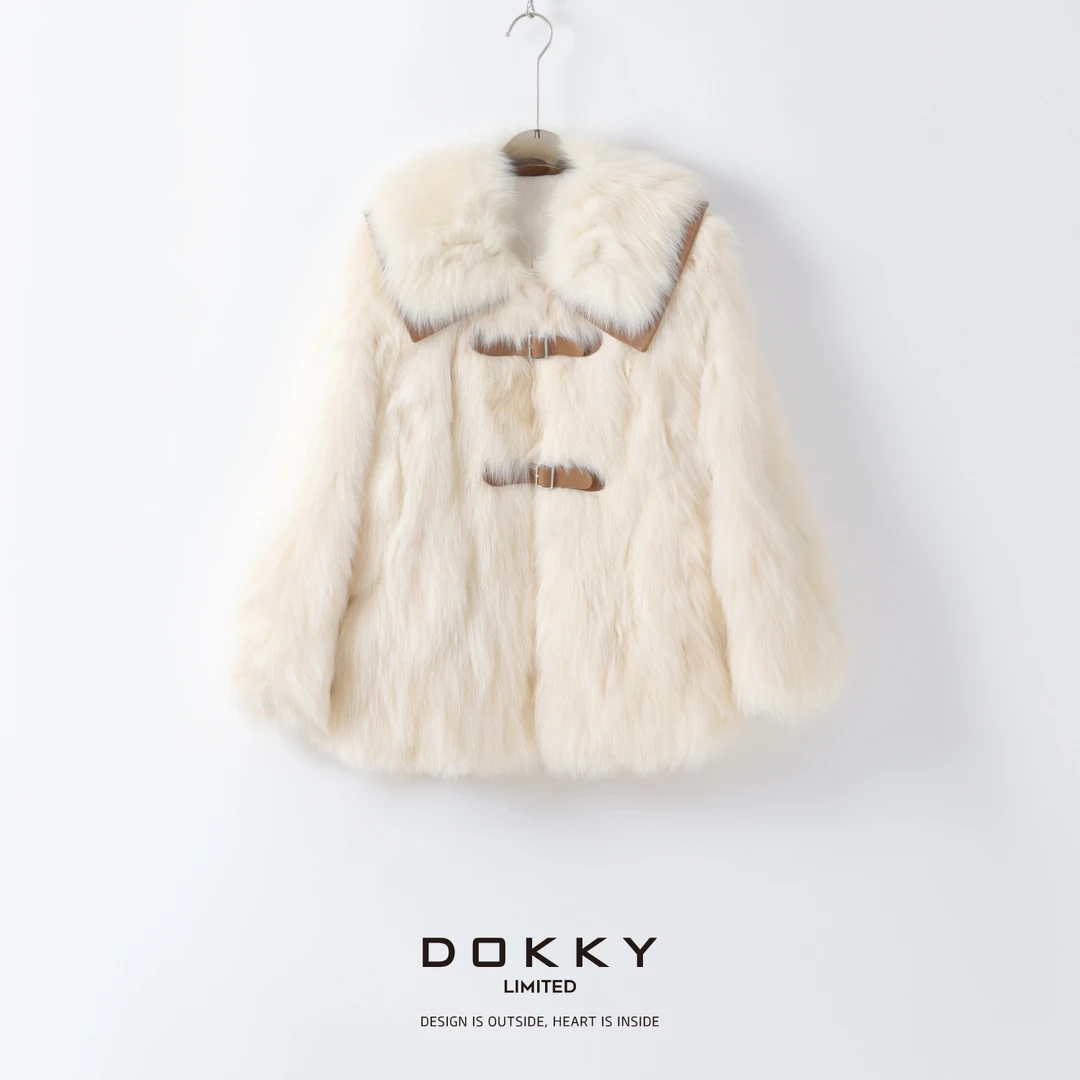 【限量尖货.冰雪奇缘.紫标】DOKKY甄选狐狸毛拼接绵羊皮|两穿外套
