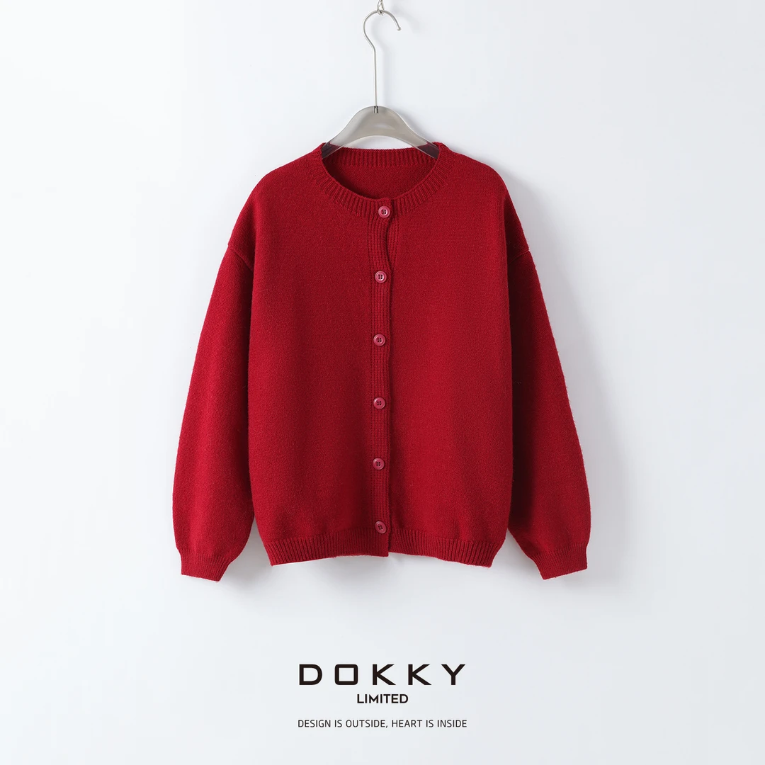 【小红】DOKKY定染绝美红.温柔出片巨显白！松软细腻|圆领毛衣外套