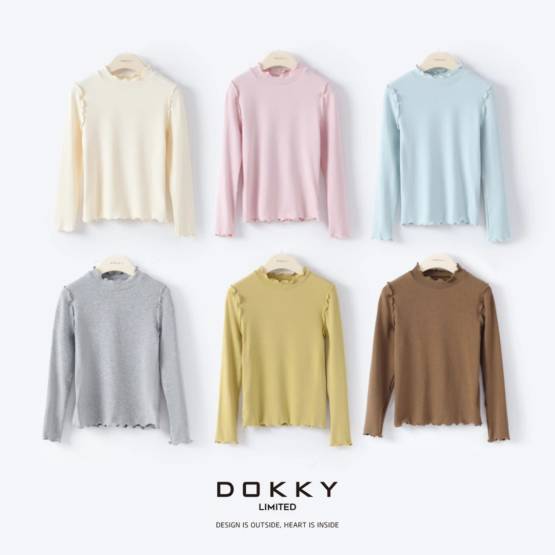 【童装-木耳小花边】DOKKY细腻绵软锁温.实穿百搭|半高领内搭打底衫