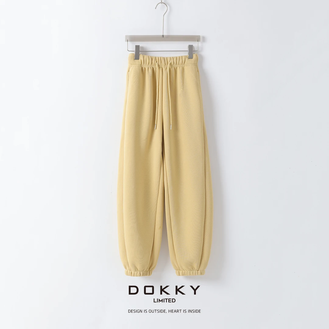 【2.0露营绒绒裤】DOKKY定染进口棉.斜裁裤型|加绒加厚束脚卫裤