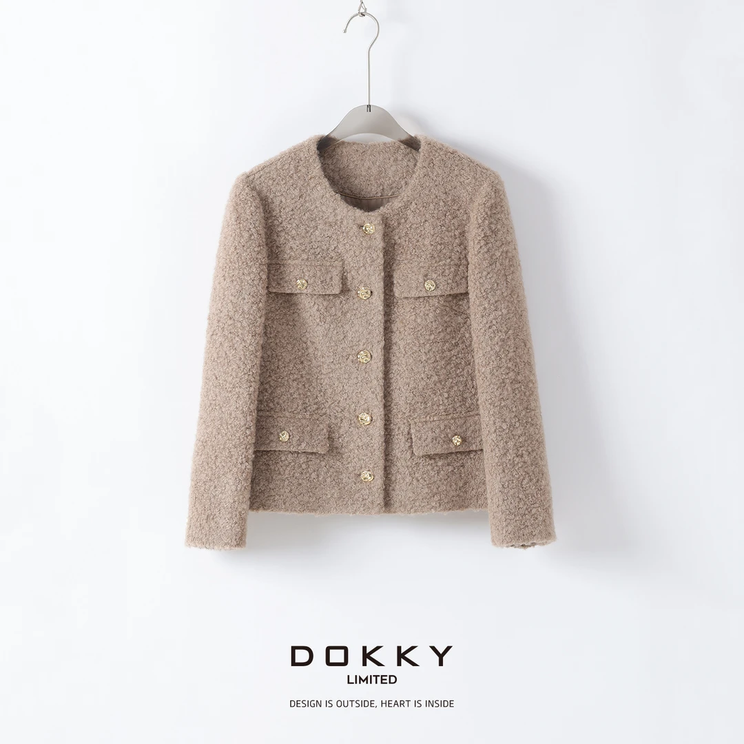 【收藏级·维纳斯】DOKKY圈圈绵羊毛.静奢名媛.法式优雅|小香风外套