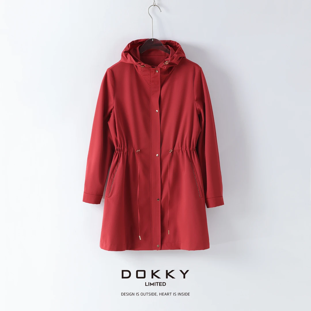 【柏林风衣】DOKKY高定零感面料.轻行通勤轻优雅|连帽宽松收腰外套