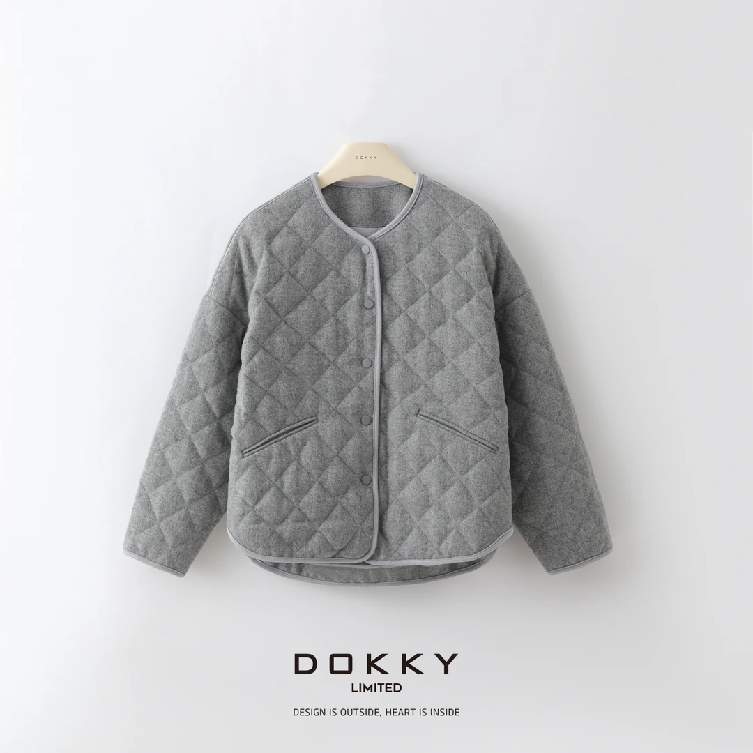 【BC大表姐】DOKKY极简大牌·绵羊毛菱格纹·圆领鹅绒服EMY2023003