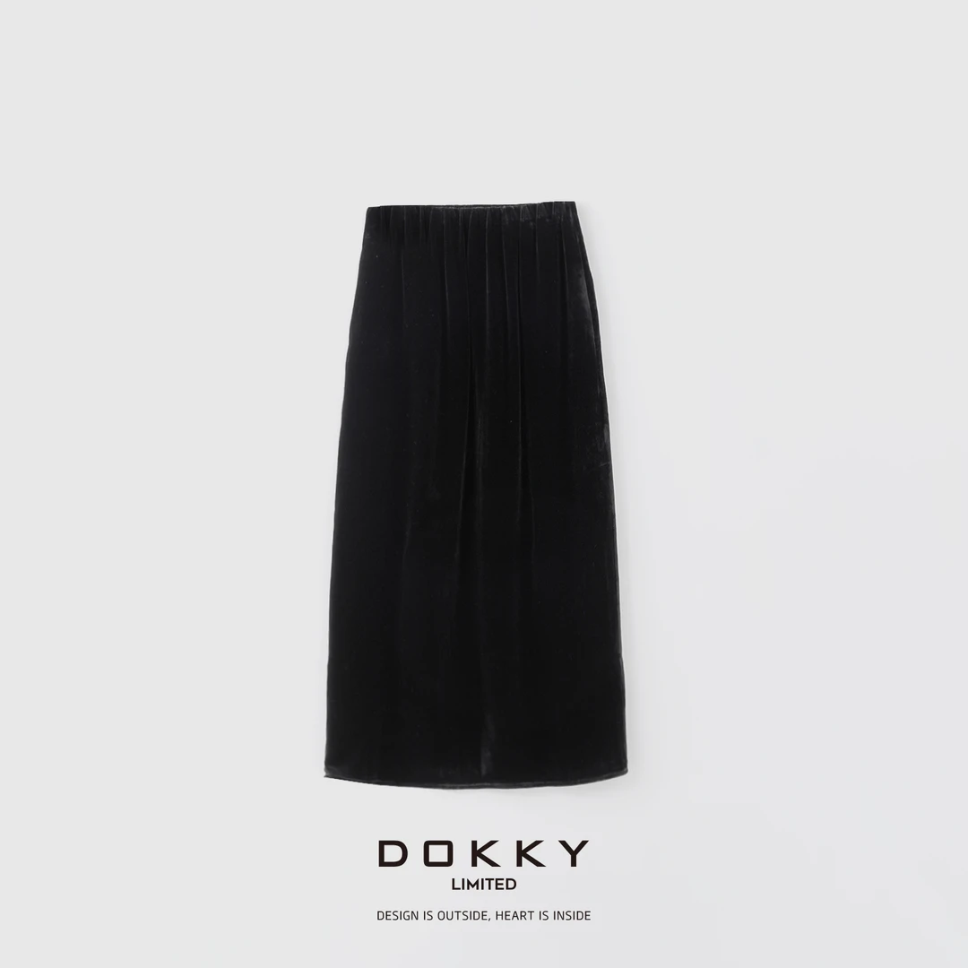 双旦【古着流光丝绒裙】DOKKY CDG*风 气质松紧腰半裙 22380802