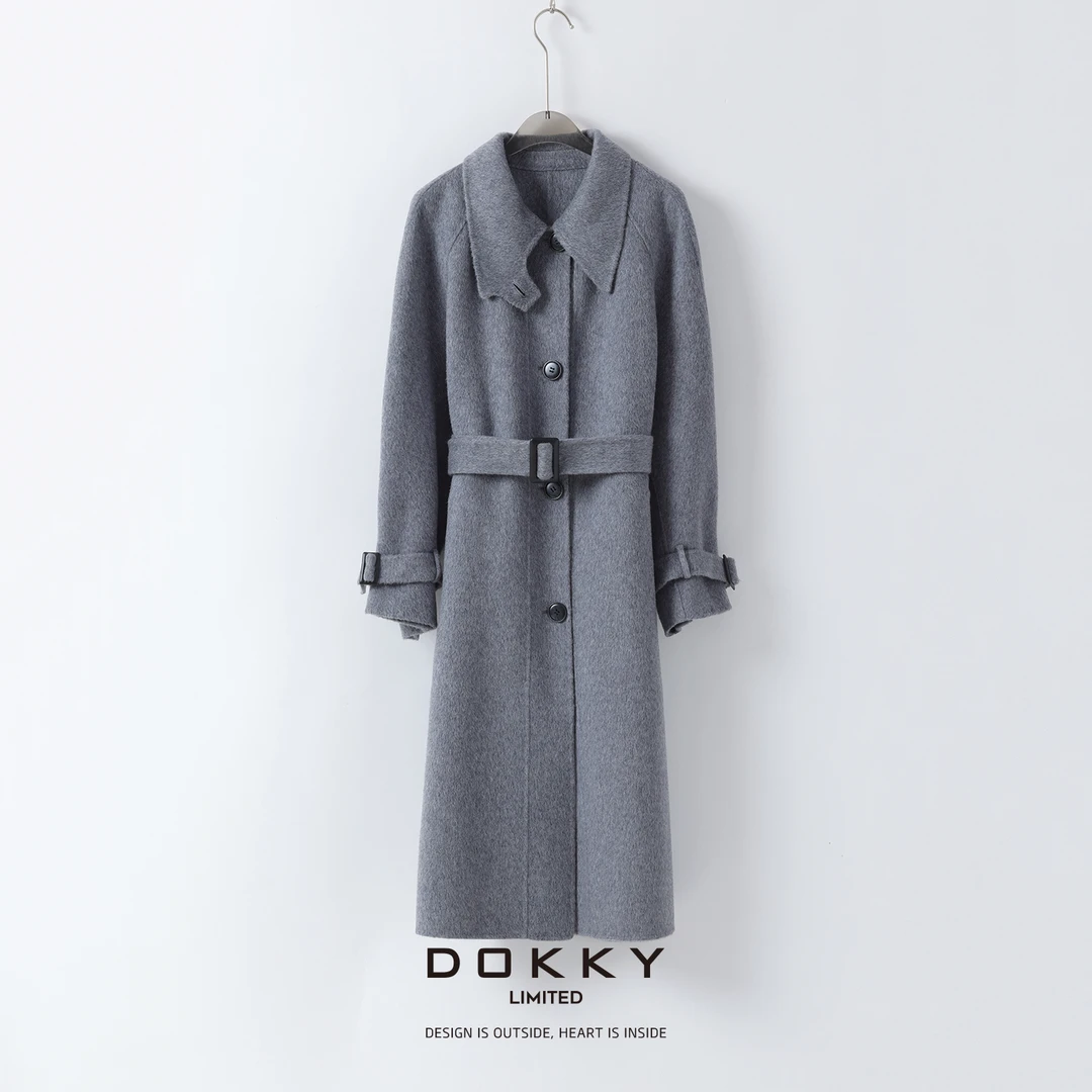【限量尖货.金刚大衣.紫标】DOKKY高定绵羊毛多种穿法双面呢外套