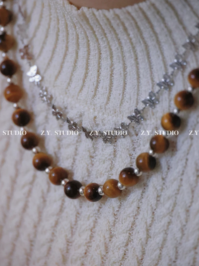 项链配饰精美虎眼钛钢