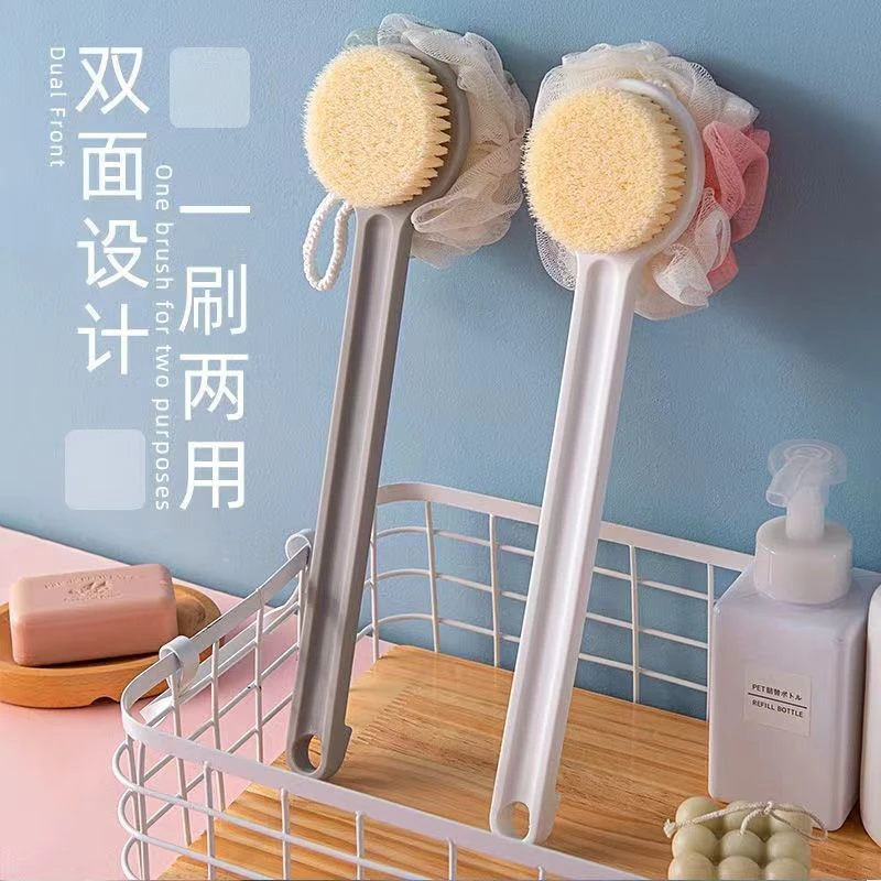 日式良品双面洗澡沐浴刷长柄软毛搓背不求人神器刷后背搓澡搓泥刷