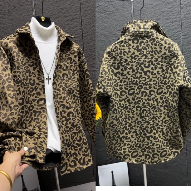 秋冬豹纹衬衣外套时尚衬衫长袖百搭上衣小香风外套1988